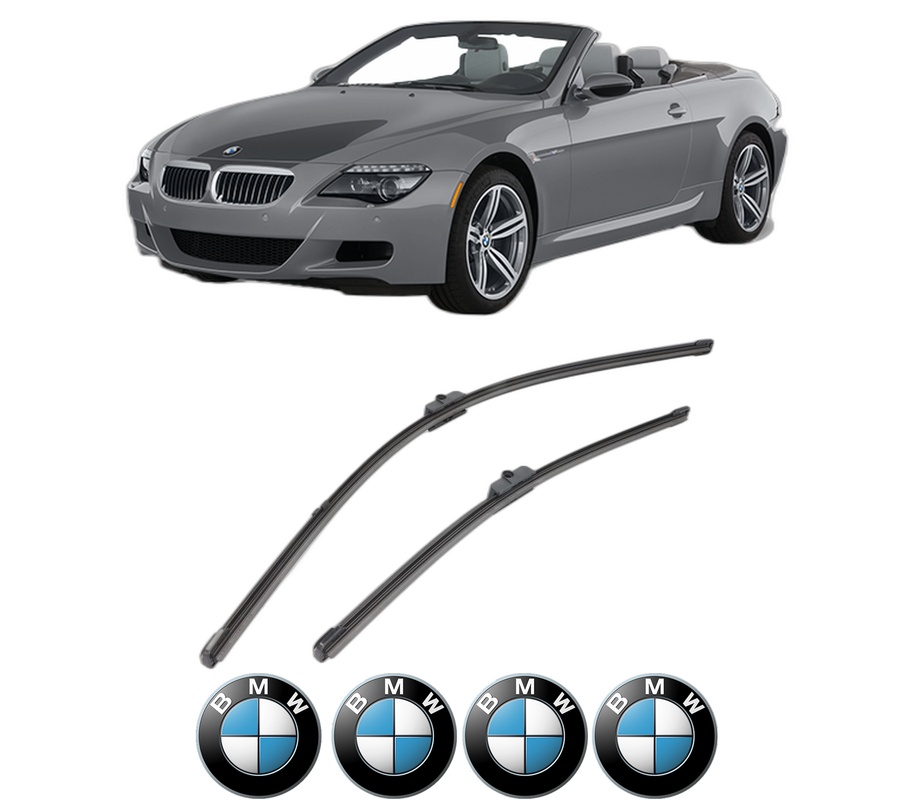 Set stergatoare auto BMW Seria 6 Convertible (F12) din 2010-2018, pentru parbriz auto, 2 bucati, Valeo Silencio, din cauciuc siliconat rezistent, 4 Stickere Auto BMW Seria