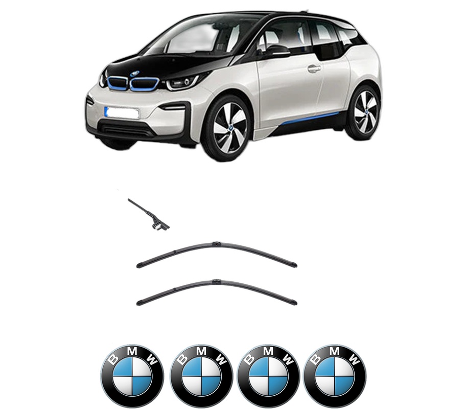 Set stergatoare auto BMW Seria i3 (I01) din 2013-2017, pentru parbriz auto, 2 bucati, Valeo Silencio, din cauciuc siliconat rezistent, 4 Stickere Auto BMW Seria