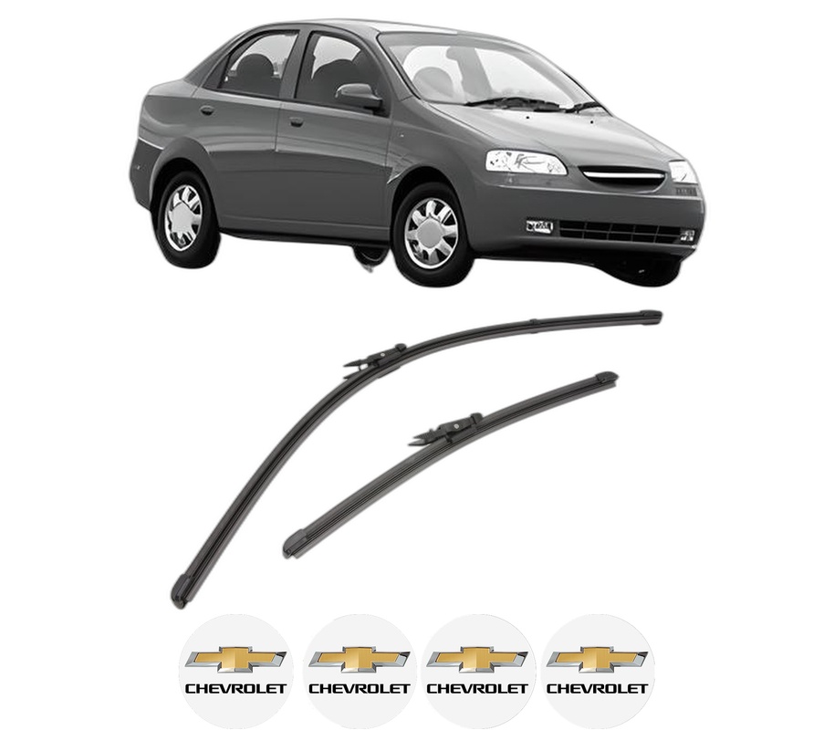 Set stergatoare auto CHEVROLET AVEO / KALOS Saloon (T200) din 2003-2008, pentru parbriz auto, 2 bucati, Valeo Silencio Xtrm, din cauciuc siliconat rezistent, 4 Stickere Auto CHEVROLET
