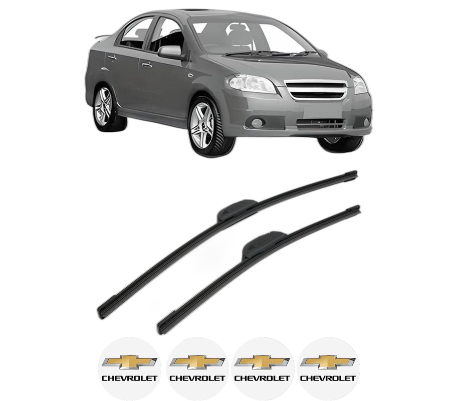 Set stergatoare auto CHEVROLET AVEO / KALOS Saloon (T250, T255) din 2005-2013, pentru parbriz auto, 2 bucati, Bosch Aerotwin Retrofit, din cauciuc siliconat rezistent, 4 Stickere Auto CHEVROLET