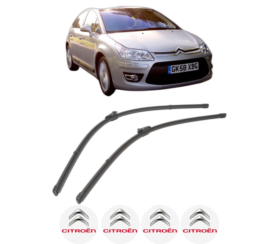 Set stergatoare auto CITROEN C4 II (NC_) din 2009-2018, pentru parbriz auto, 2 bucati, Valeo Silencio Xtrm, din cauciuc siliconat rezistent, 4 Stickere Auto CITROEN