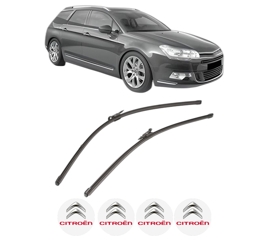 Set stergatoare auto CITROEN C5 III Break (RW_) din 2008-2017, pentru parbriz auto, 2 bucati, Valeo Silencio Xtrm, din cauciuc siliconat rezistent, 4 Stickere Auto CITROEN