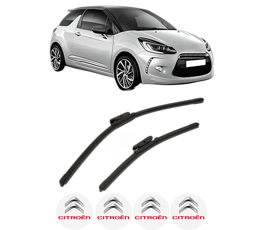 Set stergatoare auto CITROEN DS3 (SA_) din 2009-2015, pentru parbriz auto, 2 bucati, Bosch Aerotwin, din cauciuc siliconat rezistent, 4 Stickere Auto CITROEN