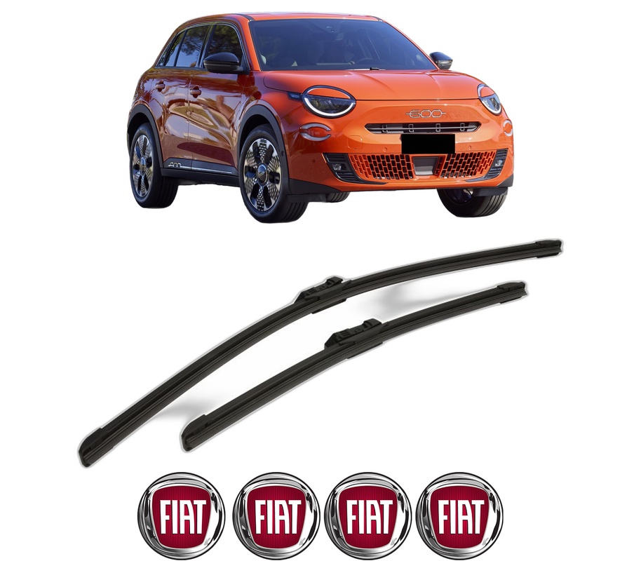 Set stergatoare auto FIAT 600e / 600 (365_, 364_) din 2023-2024, pentru parbriz auto, 2 bucati, Bosch Aerotwin, din cauciuc siliconat rezistent, 4 Stickere Auto FIAT