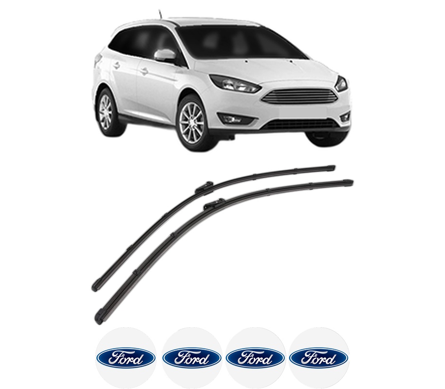 Set stergatoare auto FORD FOCUS III Estate Van din 2012-2020, pentru parbriz auto, 2 bucati, Valeo Silencio, din cauciuc siliconat rezistent, 4 Stickere Auto FORD