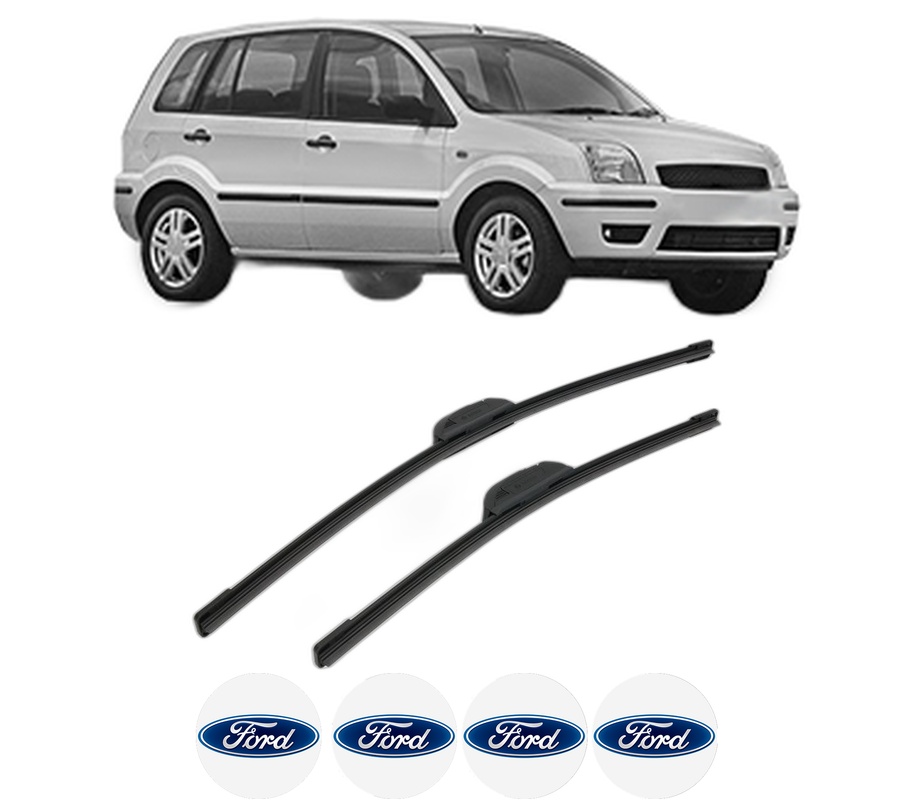 Set stergatoare auto FORD FUSION (JU_) din 2002-2010, pentru parbriz auto, 2 bucati, Bosch Aerotwin Retrofit, din cauciuc siliconat rezistent, 4 Stickere Auto FORD