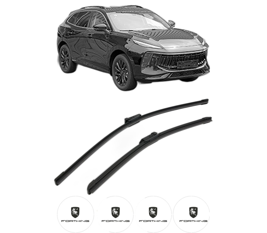 Set stergatoare auto FORTHING T5 EVO din 2023, pentru parbriz auto, 2 bucati, Bosch Aerotwin, din cauciuc siliconat rezistent, 4 Stickere Auto FORTHING