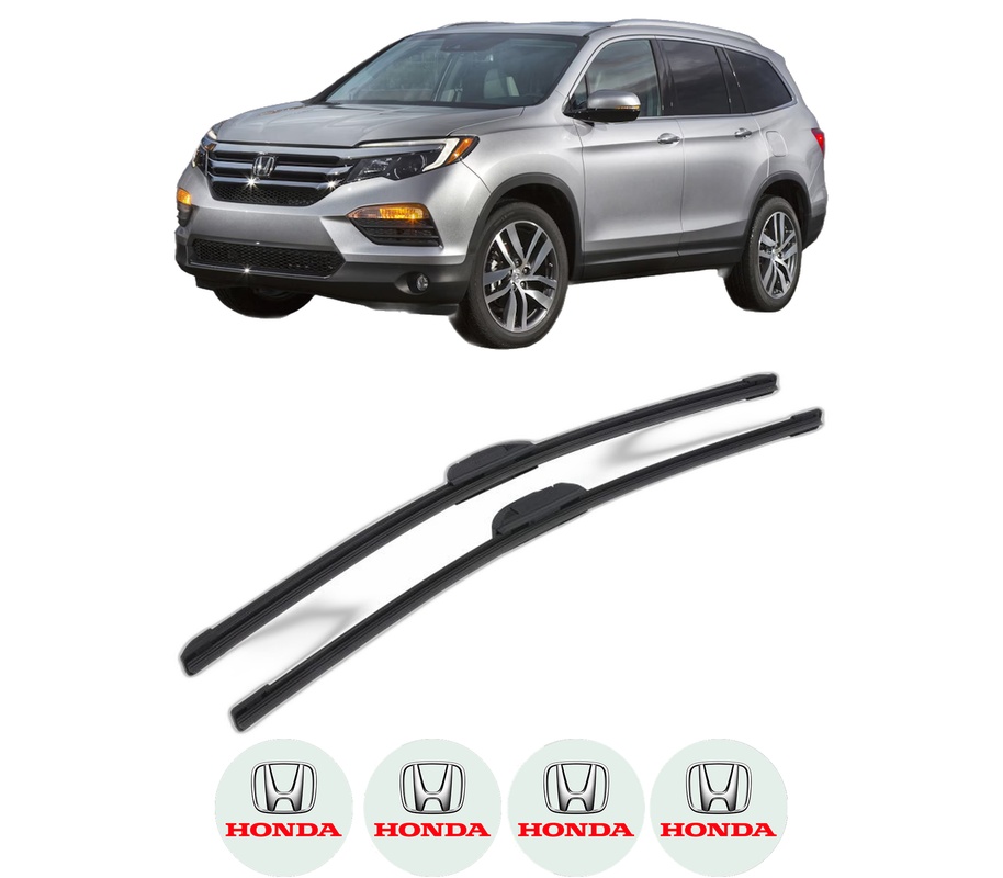 Set stergatoare auto HONDA PILOT din 2008-2015, pentru parbriz auto, 2 bucati, Bosch Aerotwin Retrofit, din cauciuc siliconat rezistent, 4 Stickere Auto HONDA