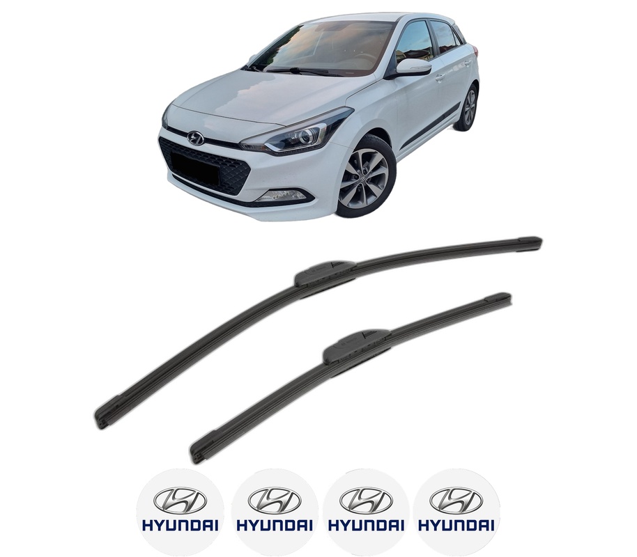 Set stergatoare auto HYUNDAI i20 II (GB, IB) din 2014-2019, pentru parbriz auto, 2 bucati, Bosch Aerotwin Retrofit, din cauciuc siliconat rezistent, 4 Stickere Auto HYUNDAI