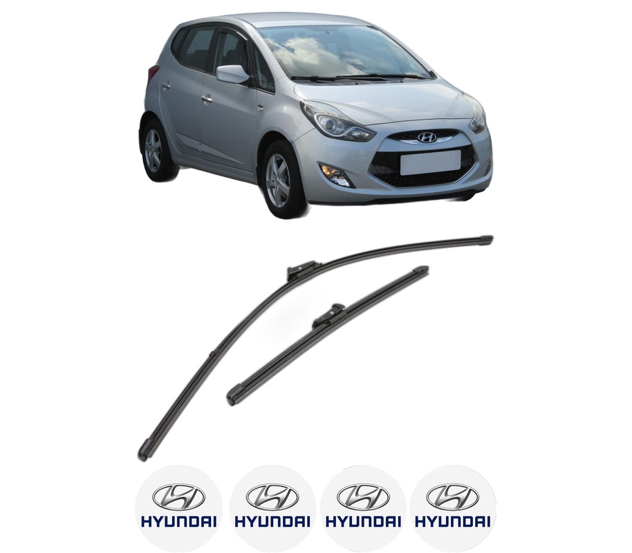 Set stergatoare auto HYUNDAI ix20 (JC) din 2010-2019, pentru parbriz auto, 2 bucati, Valeo Silencio Xtrm, din cauciuc siliconat rezistent, 4 Stickere Auto HYUNDAI