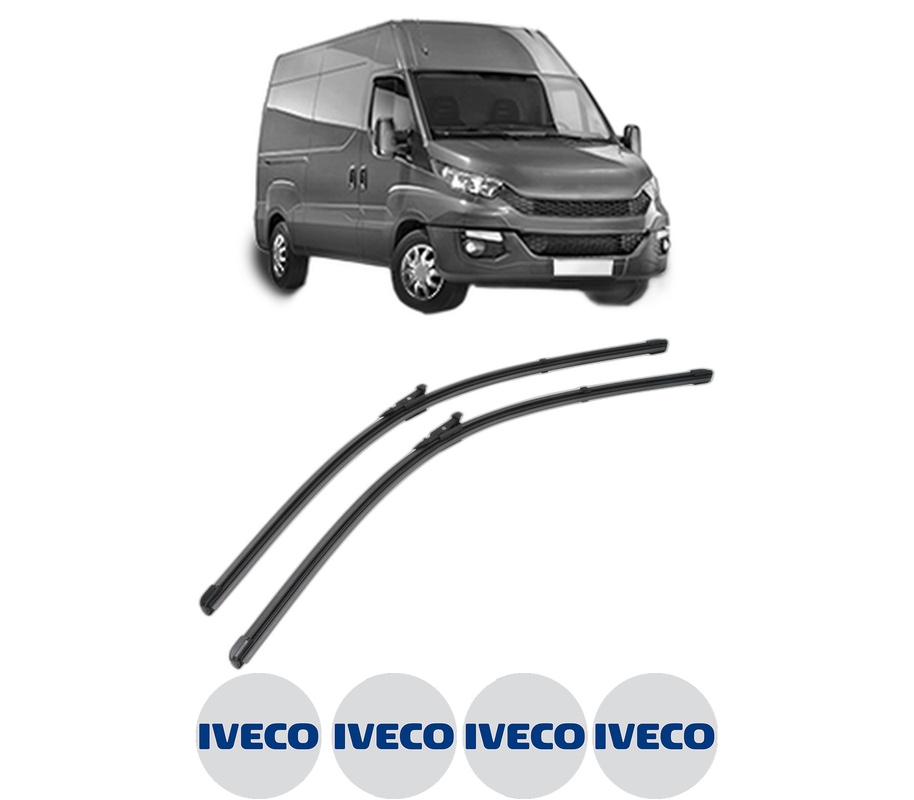 Set stergatoare auto IVECO DAILY VI Van din 2014-2022, pentru parbriz auto, 2 bucati, Valeo Silencio Xtrm, din cauciuc siliconat rezistent, 4 Stickere Auto IVECO