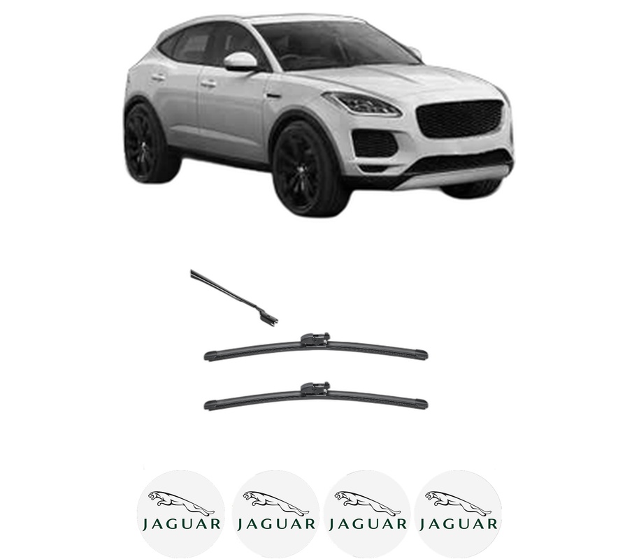 Set stergatoare auto JAGUAR E-PACE (X540) din 2017-2024, pentru parbriz auto, 2 bucati, Valeo Silencio, din cauciuc siliconat rezistent, 4 Stickere Auto JAGUAR
