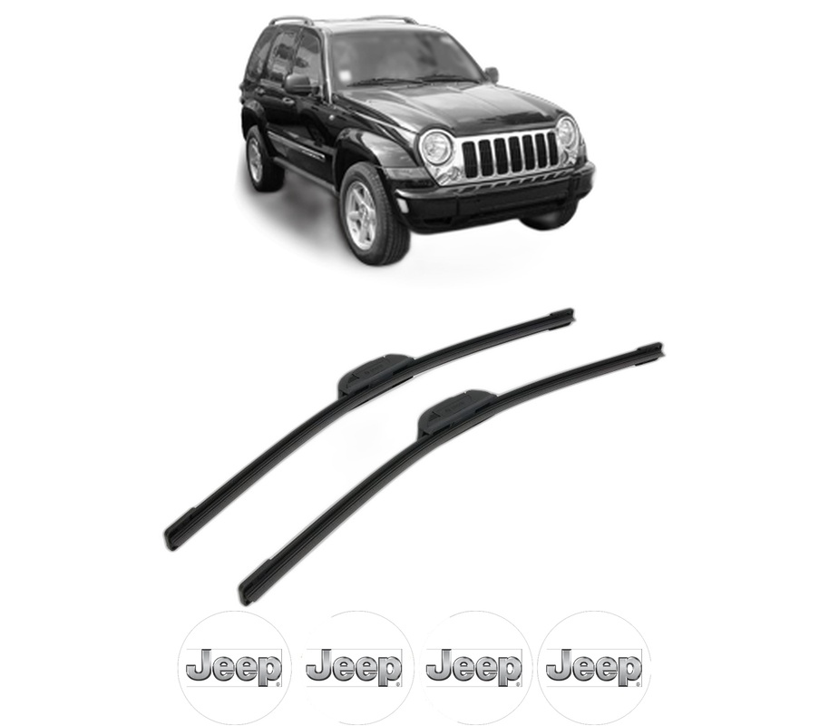Set stergatoare auto JEEP CHEROKEE (KJ) din 2001-2008, pentru parbriz auto, 2 bucati, Bosch Aerotwin Retrofit, din cauciuc siliconat rezistent, 4 Stickere Auto JEEP