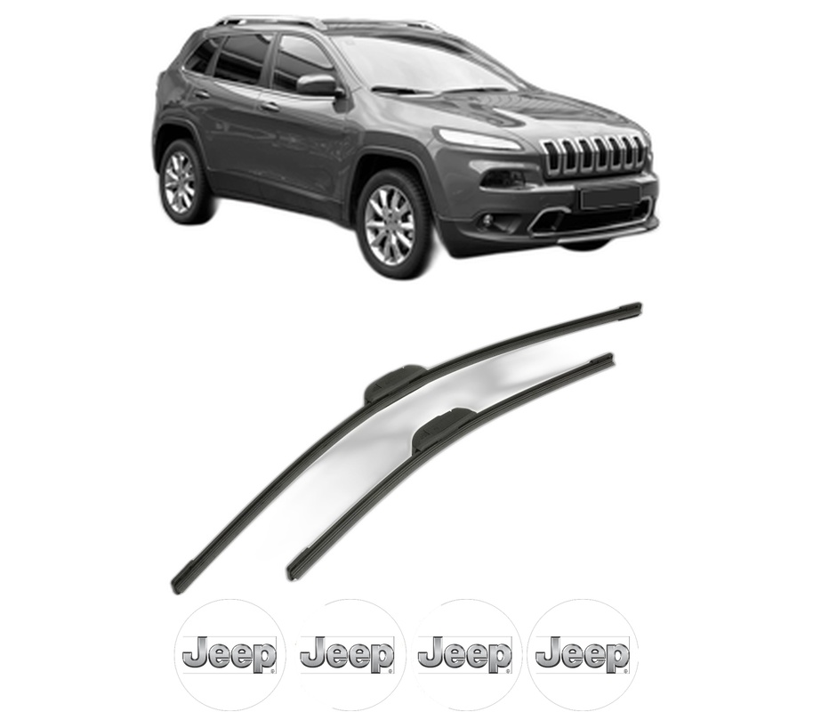 Set stergatoare auto JEEP CHEROKEE (KL) din 2013-2018, pentru parbriz auto, 2 bucati, Bosch Aerotwin Retrofit, din cauciuc siliconat rezistent, 4 Stickere Auto JEEP