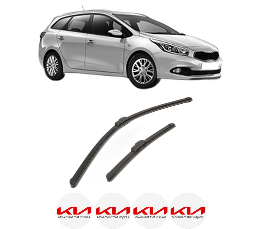 Set stergatoare auto KIA CEE'D Sportswagon (JD) din 2012-2015, pentru parbriz auto, 2 bucati, Bosch Aerotwin Retrofit, din cauciuc siliconat rezistent, 4 Stickere Auto KIA