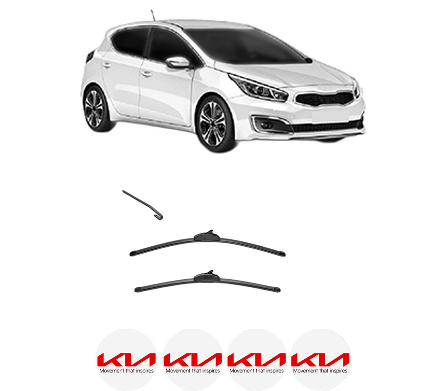 Set stergatoare auto KIA CEED (CD) din 2018-2021, pentru parbriz auto, 2 bucati, Valeo Silencio, din cauciuc siliconat rezistent, 4 Stickere Auto KIA