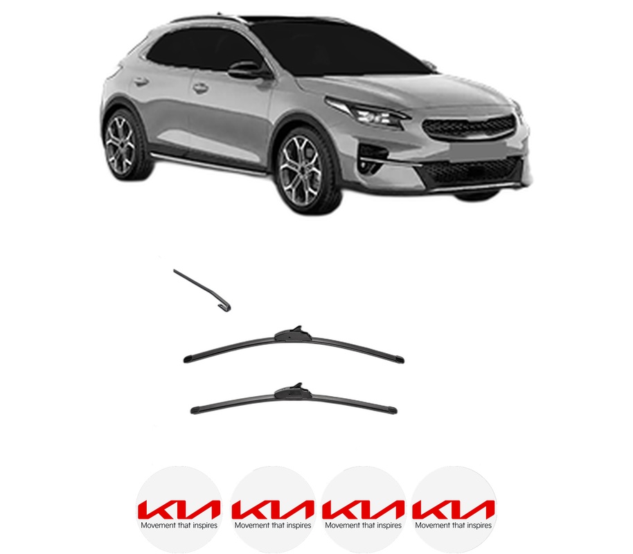 Set stergatoare auto KIA XCEED Van (CD) din 2019-2020, pentru parbriz auto, 2 bucati, Valeo Silencio, din cauciuc siliconat rezistent, 4 Stickere Auto KIA