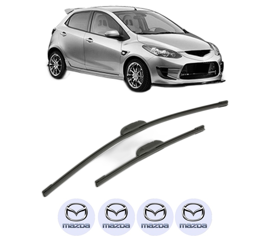 Set stergatoare auto MAZDA 2 (DE_, DH_) din 2007-2011, pentru parbriz auto, 2 bucati, Bosch Aerotwin Retrofit, din cauciuc siliconat rezistent, 4 Stickere Auto MAZDA