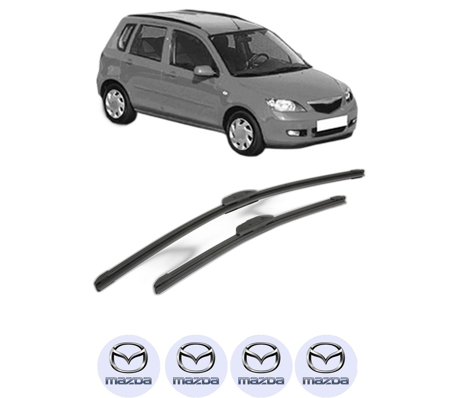 Set stergatoare auto MAZDA 2 (DY) din 2003-2007, pentru parbriz auto, 2 bucati, Bosch Aerotwin Retrofit, din cauciuc siliconat rezistent, 4 Stickere Auto MAZDA