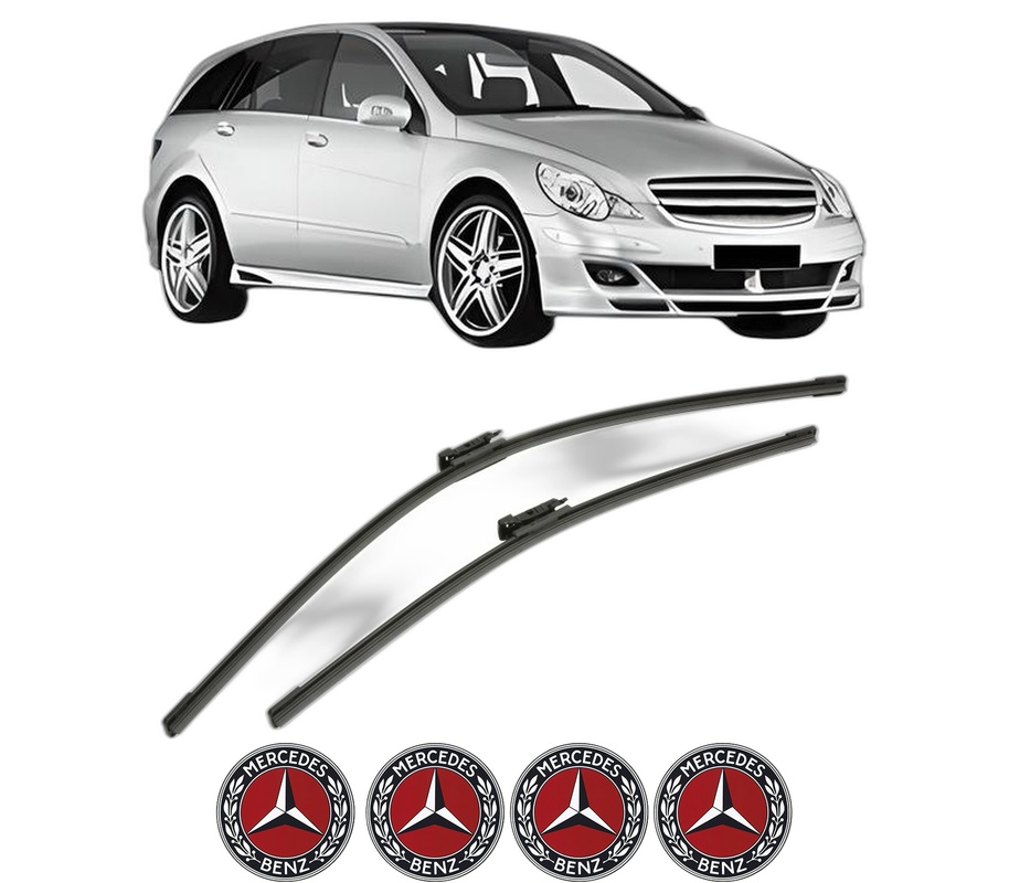 Set stergatoare auto MERCEDES-BENZ R-CLASS (W251, V251) din 2005-2014, pentru parbriz auto, 2 bucati, Bosch Aerotwin, din cauciuc siliconat rezistent, 4 Stickere Auto MERCEDES-BENZ