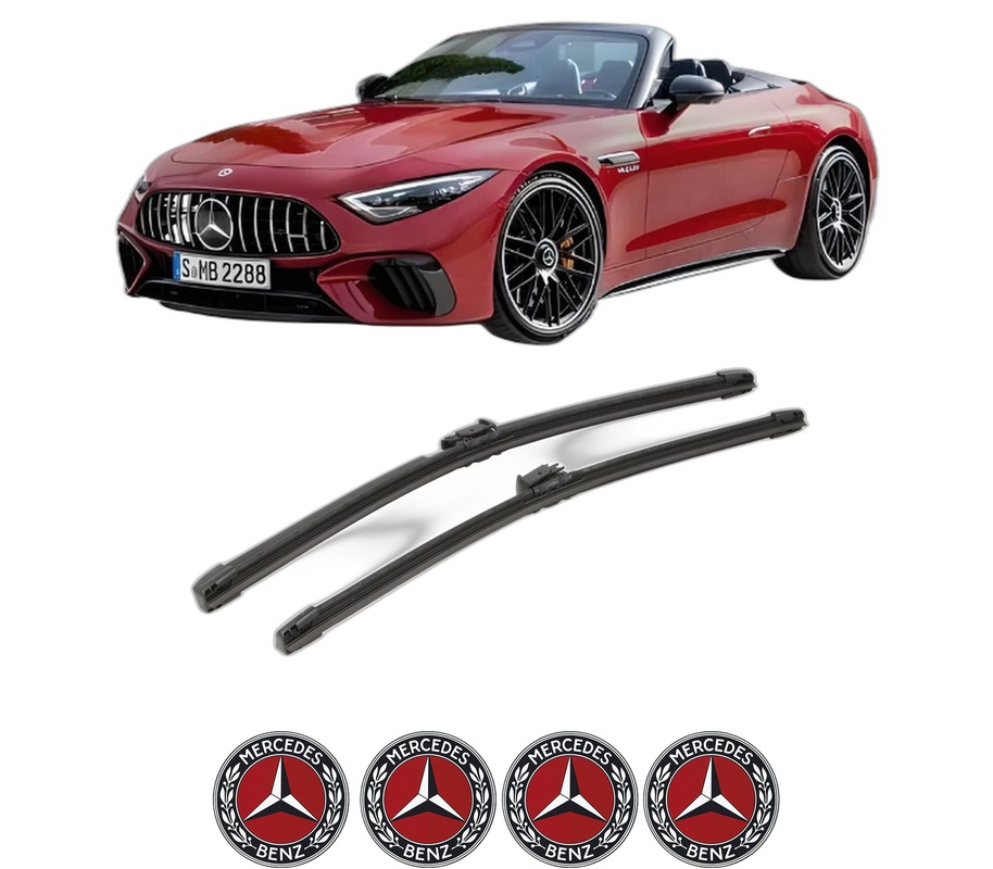 Set stergatoare auto MERCEDES-BENZ SL (R232) din 2022-2024, pentru parbriz auto, 2 bucati, Valeo 0, din cauciuc siliconat rezistent, 4 Stickere Auto MERCEDES-BENZ