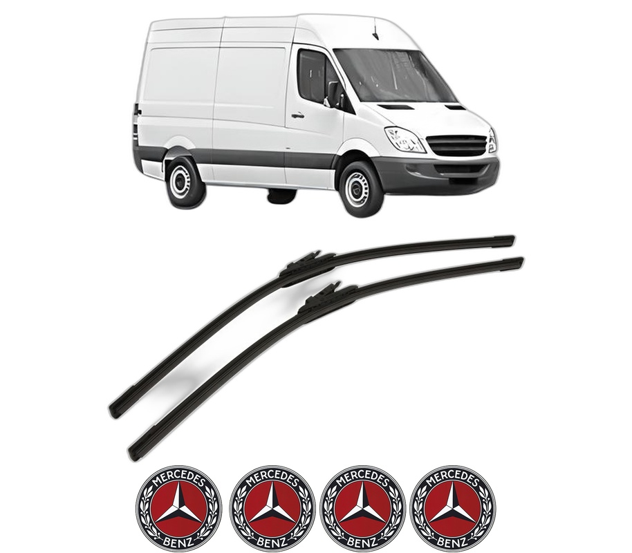 Set stergatoare auto MERCEDES-BENZ SPRINTER 3,5-t Van (B906) din 2006-2018, pentru parbriz auto, 2 bucati, Bosch Aerotwin, din cauciuc siliconat rezistent, 4 Stickere Auto MERCEDES-BENZ