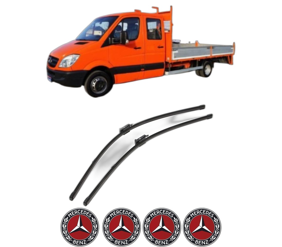 Set stergatoare auto MERCEDES-BENZ SPRINTER 3-t Platform/Chassis (B910, B907) din 2018-2021, pentru parbriz auto, 2 bucati, Valeo Silencio Xtrm, din cauciuc siliconat rezistent, 4 Stickere Auto MERCEDES-BENZ