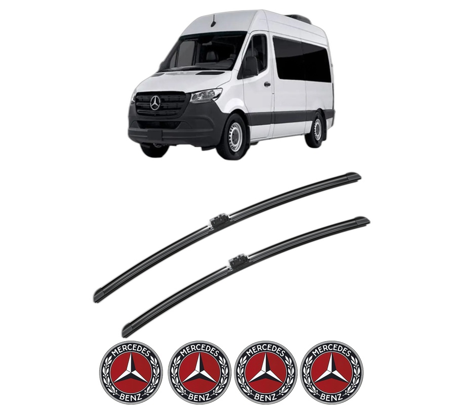 Set stergatoare auto MERCEDES-BENZ SPRINTER 3-t Tourer Bus (B907) din 2018-2021, pentru parbriz auto, 2 bucati, Bosch Aerotwin, din cauciuc siliconat rezistent, 4 Stickere Auto MERCEDES-BENZ