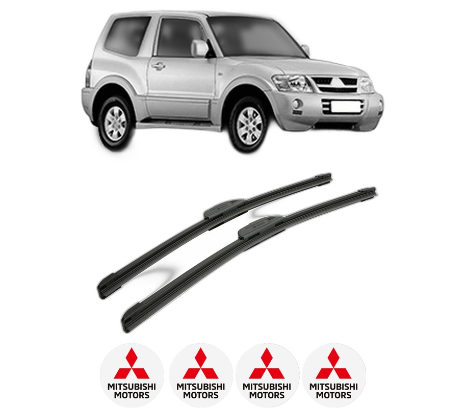 Set stergatoare auto MITSUBISHI PAJERO CLASSIC (V2_W, V6_W, V7_W) din 2001-2006, pentru parbriz auto, 2 bucati, Bosch Aerotwin Retrofit, din cauciuc siliconat rezistent, 4 Stickere Auto MITSUBISHI