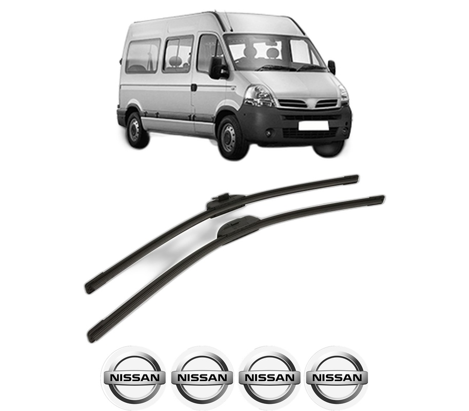 Set stergatoare auto NISSAN INTERSTAR Bus (X70) din 2002-2011, pentru parbriz auto, 2 bucati, Bosch Aerotwin Retro Truck, din cauciuc siliconat rezistent, 4 Stickere Auto NISSAN