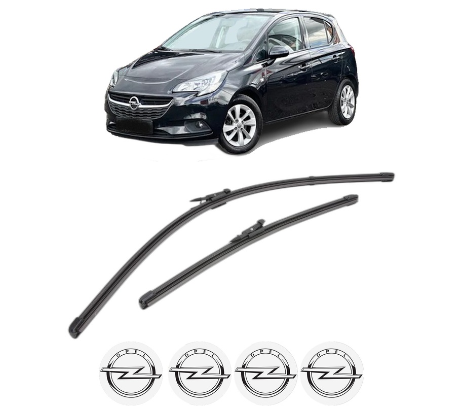 Set stergatoare auto OPEL CORSA E Hatchback Van (X15) din 2014-2015, pentru parbriz auto, 2 bucati, Valeo Silencio Xtrm, din cauciuc siliconat rezistent, 4 Stickere Auto OPEL