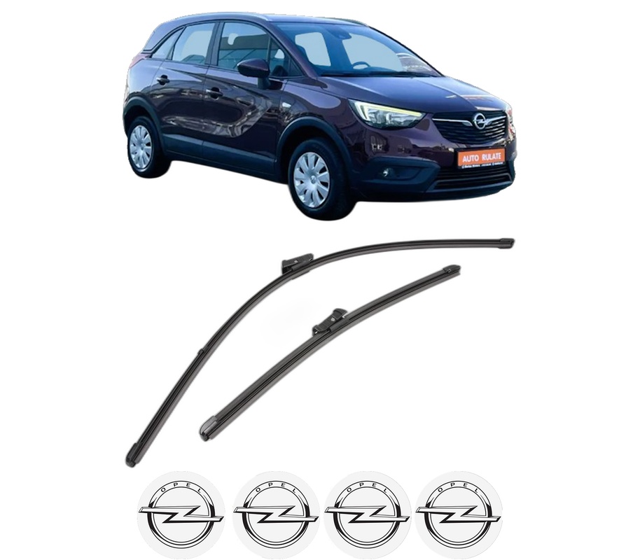 Set stergatoare auto OPEL CROSSLAND X Van din 2018-2019, pentru parbriz auto, 2 bucati, Valeo Silencio Xtrm, din cauciuc siliconat rezistent, 4 Stickere Auto OPEL