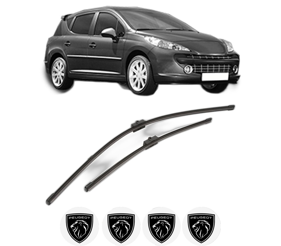 Set stergatoare auto PEUGEOT 207 SW (WK_) din 2007-2013, pentru parbriz auto, 2 bucati, Valeo Silencio Xtrm, din cauciuc siliconat rezistent, 4 Stickere Auto PEUGEOT