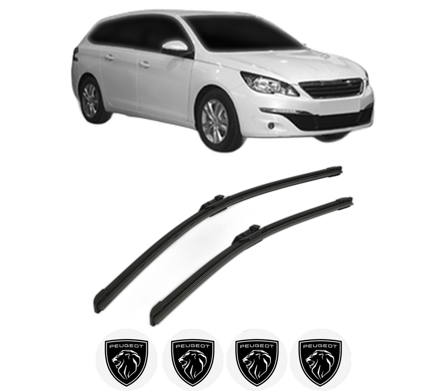 Set stergatoare auto PEUGEOT 308 SW II Estate Van (LC_) din 2014-2021, pentru parbriz auto, 2 bucati, Bosch Aerotwin, din cauciuc siliconat rezistent, 4 Stickere Auto PEUGEOT