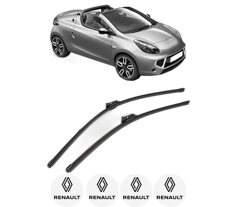 Set stergatoare auto RENAULT WIND (E4M_) din 2010-2011, pentru parbriz auto, 2 bucati, Valeo Silencio Xtrm, din cauciuc siliconat rezistent, 4 Stickere Auto RENAULT