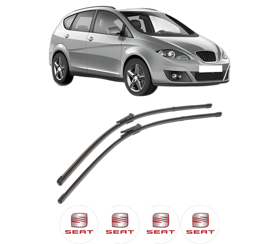 Set stergatoare auto SEAT ALTEA XL (5P5, 5P8) din 2006-2015, pentru parbriz auto, 2 bucati, Valeo Silencio, din cauciuc siliconat rezistent, 4 Stickere Auto SEAT
