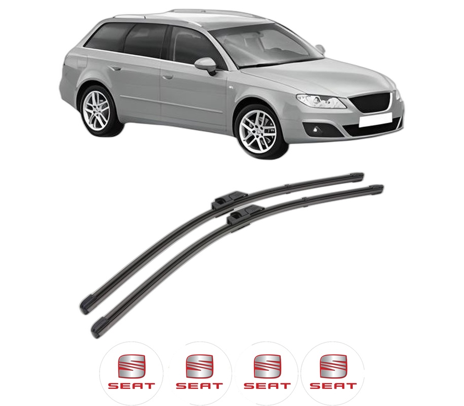 Set stergatoare auto SEAT EXEO ST (3R5) din 2009-2013, pentru parbriz auto, 2 bucati, Valeo Silencio Xtrm, din cauciuc siliconat rezistent, 4 Stickere Auto SEAT
