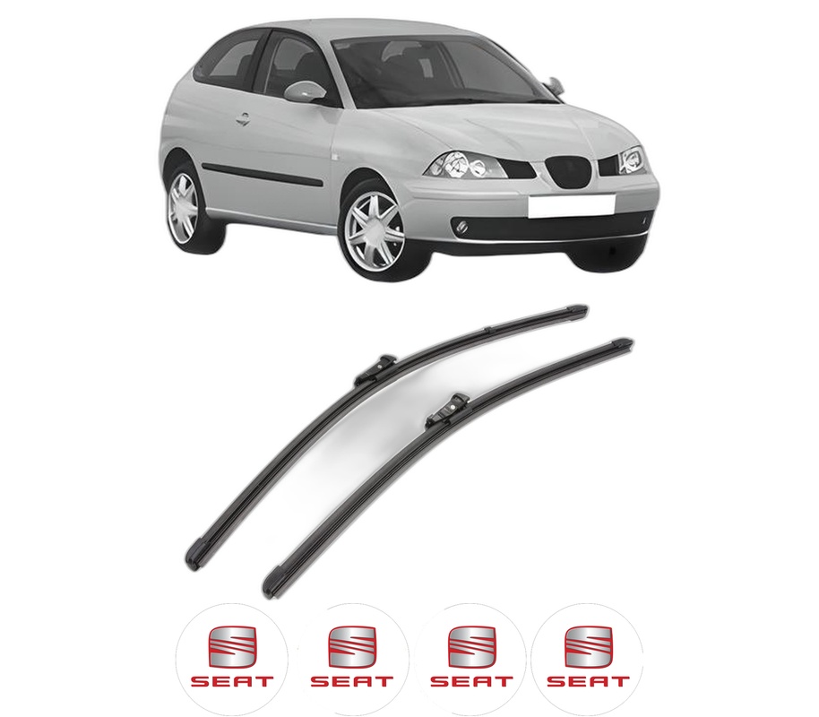 Set stergatoare auto SEAT IBIZA III (6L1) din 2002-2009, pentru parbriz auto, 2 bucati, Valeo Silencio Xtrm, din cauciuc siliconat rezistent, 4 Stickere Auto SEAT