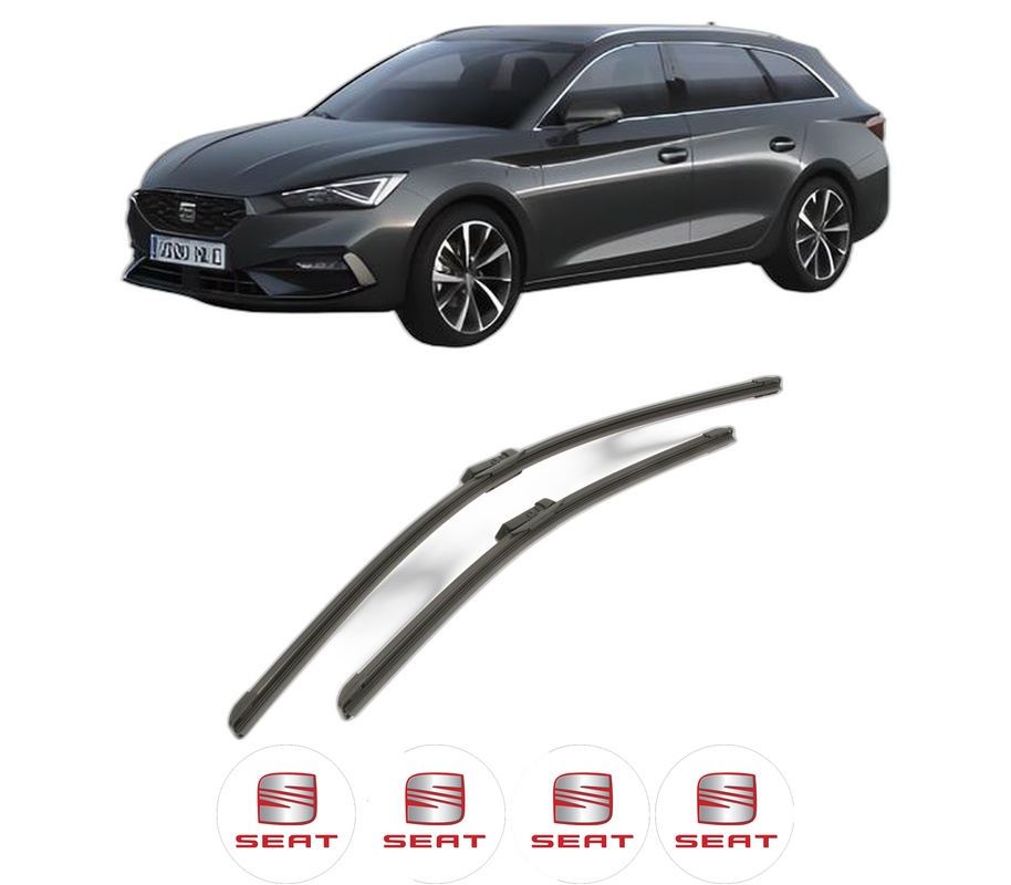 Set stergatoare auto SEAT LEON Sportstourer (KL8, KLD) din 2020-2024, pentru parbriz auto, 2 bucati, Bosch Aerotwin, din cauciuc siliconat rezistent, 4 Stickere Auto SEAT