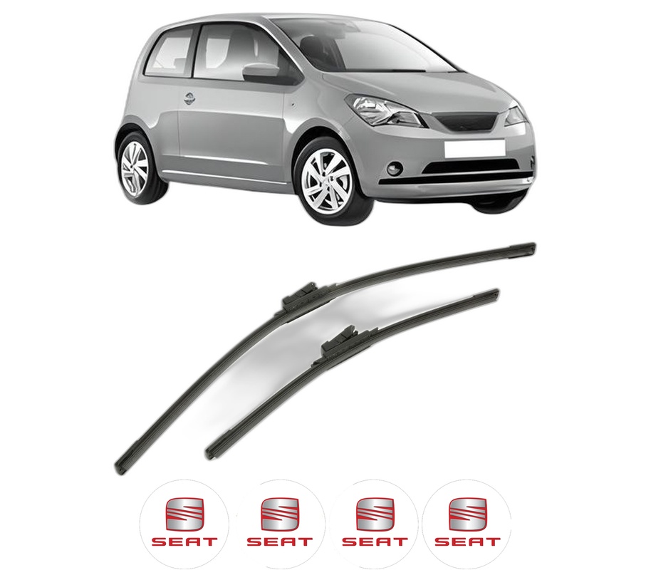 Set stergatoare auto SEAT Mii (KF1, KE1) din 2011-2020, pentru parbriz auto, 2 bucati, Bosch Aerotwin, din cauciuc siliconat rezistent, 4 Stickere Auto SEAT
