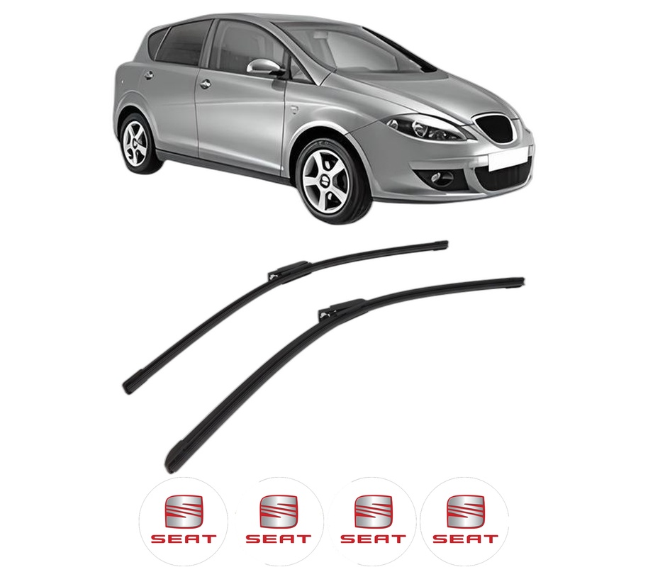 Set stergatoare auto SEAT TOLEDO III (5P2) din 2004-2009, pentru parbriz auto, 2 bucati, Bosch Aerotwin, din cauciuc siliconat rezistent, 4 Stickere Auto SEAT