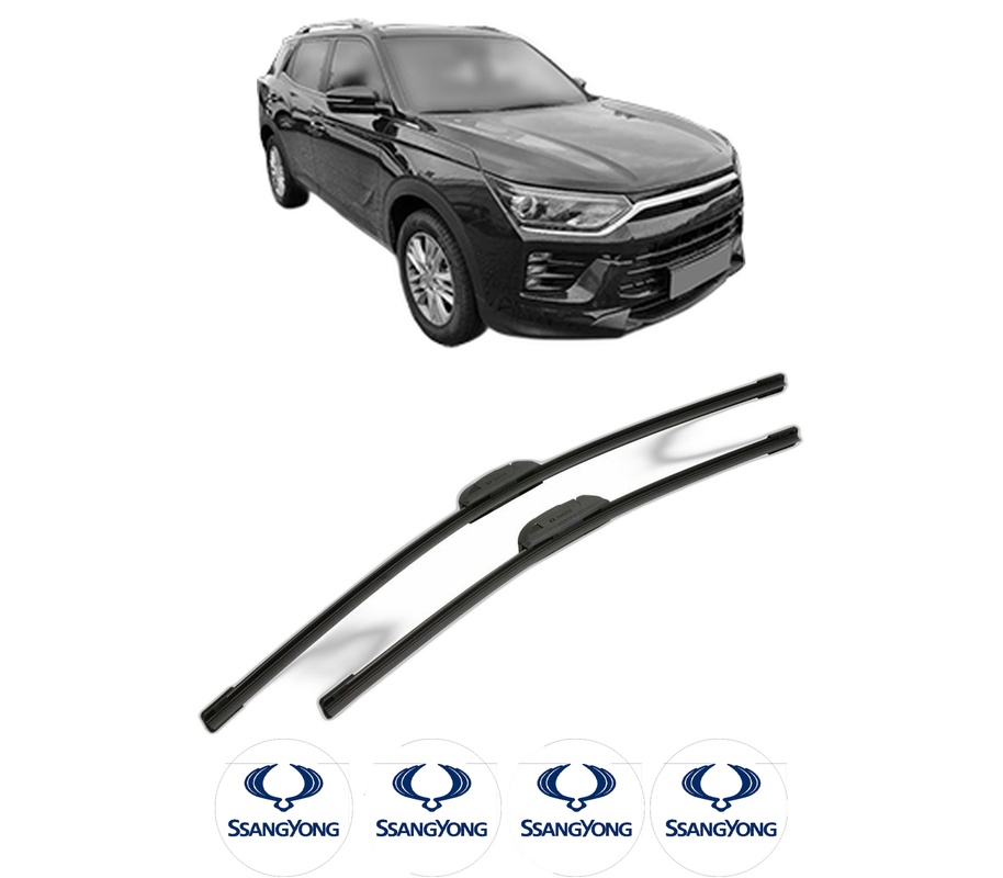 Set stergatoare auto SSANGYONG KORANDO (C300) din 2021-2023, pentru parbriz auto, 2 bucati, Bosch Aerotwin Retrofit, din cauciuc siliconat rezistent, 4 Stickere Auto SSANGYONG
