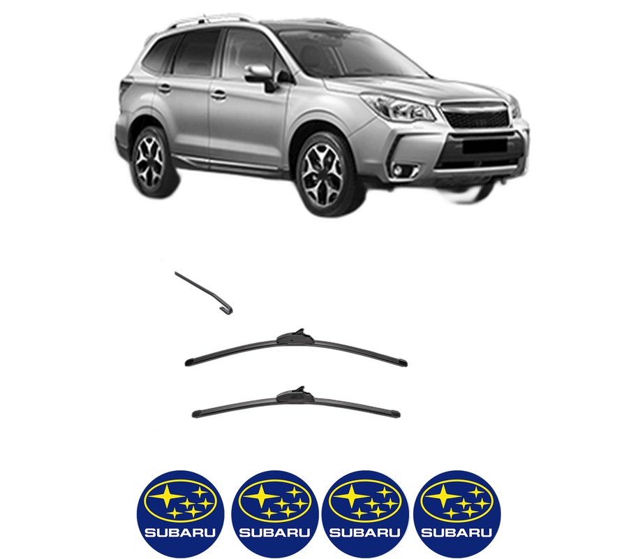 Set stergatoare auto SUBARU FORESTER (SJ_) din 2012-2013, pentru parbriz auto, 2 bucati, Valeo Silencio, din cauciuc siliconat rezistent, 4 Stickere Auto SUBARU