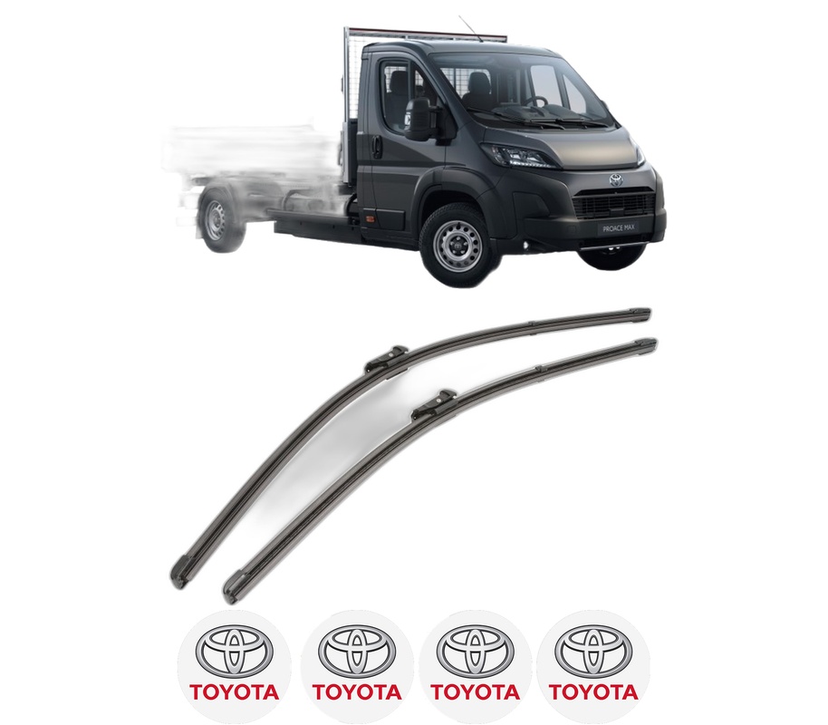 Set stergatoare auto TOYOTA PROACE MAX Platform/Chassis (MFY_) din 2024, pentru parbriz auto, 2 bucati, Valeo Silencio Xtrm, din cauciuc siliconat rezistent, 4 Stickere Auto TOYOTA