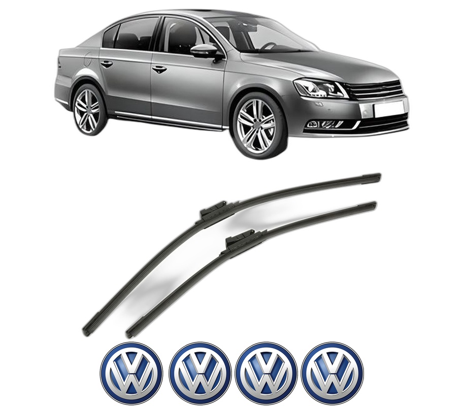 Set stergatoare auto Volkswagen PASSAT B7 (362) din 2010-2014, pentru parbriz auto, 2 bucati, Bosch Aerotwin, din cauciuc siliconat rezistent, 4 Stickere Auto Volkswagen