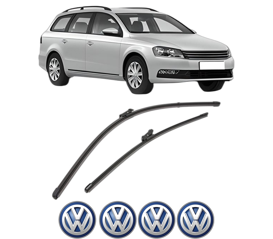 Set stergatoare auto Volkswagen PASSAT B7 Variant (365) din 2010-2015, pentru parbriz auto, 2 bucati, Valeo Silencio Xtrm, din cauciuc siliconat rezistent, 4 Stickere Auto Volkswagen