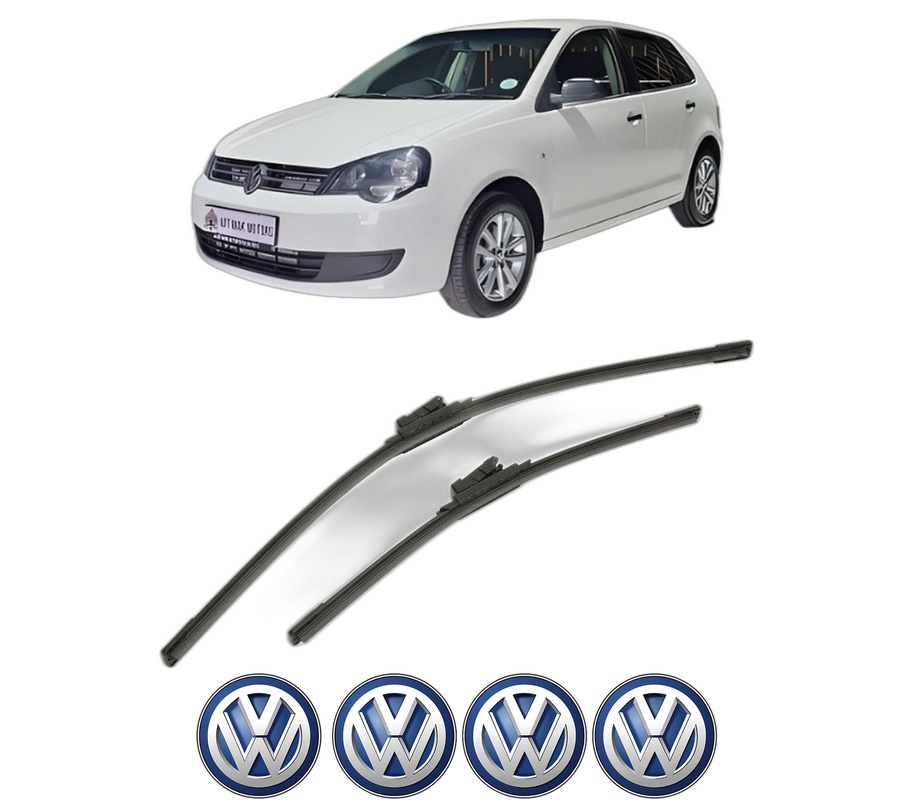 Set stergatoare auto Volkswagen POLO VIVO Hatchback (6S1, 6S3) din 2010, pentru parbriz auto, 2 bucati, Bosch Aerotwin, din cauciuc siliconat rezistent, 4 Stickere Auto Volkswagen