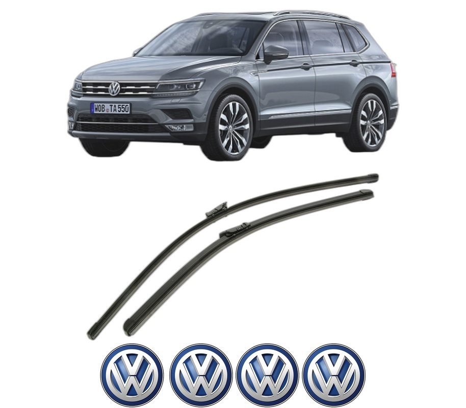 Set stergatoare auto Volkswagen TIGUAN ALLSPACE (BW2, BJ2) din 2017-2021, pentru parbriz auto, 2 bucati, Bosch Aerotwin, din cauciuc siliconat rezistent, 4 Stickere Auto Volkswagen