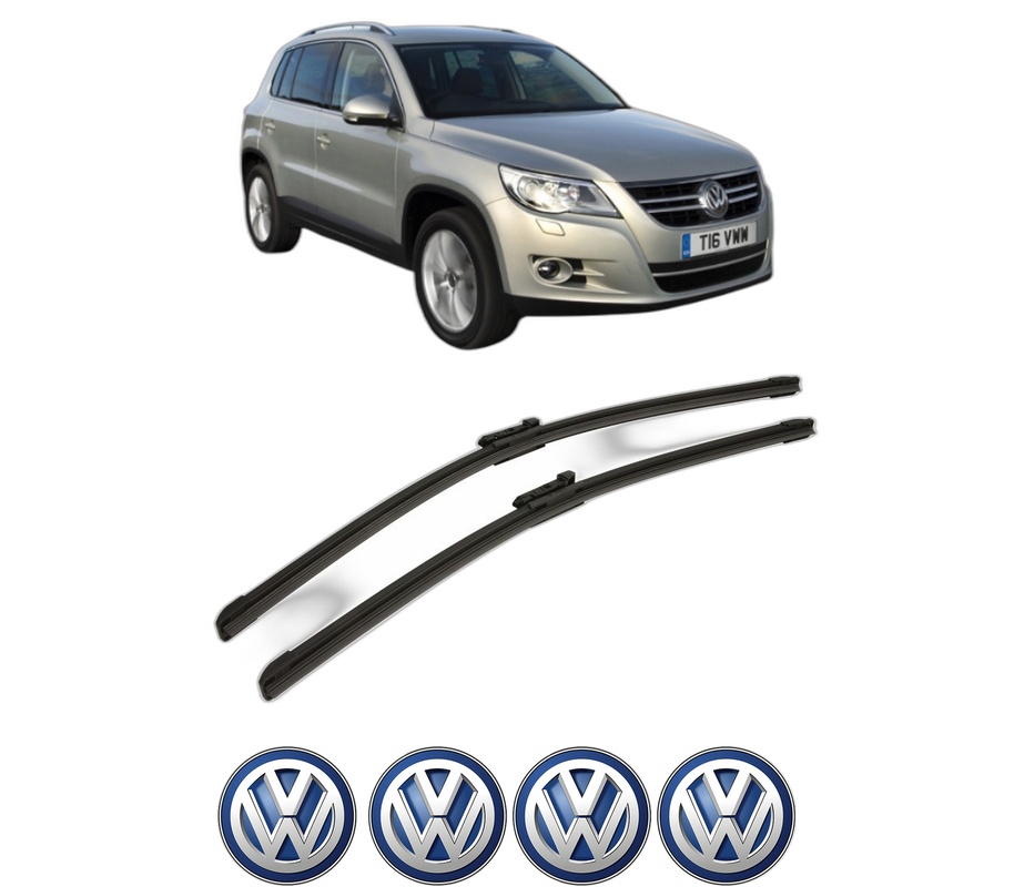 Set stergatoare auto Volkswagen TIGUAN VAN (5N_) din 2007-2018, pentru parbriz auto, 2 bucati, Bosch Aerotwin, din cauciuc siliconat rezistent, 4 Stickere Auto Volkswagen