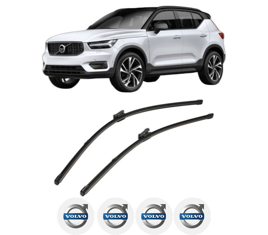 Set stergatoare auto VOLVO XC40 (536) din 2017-2023, pentru parbriz auto, 2 bucati, Valeo Silencio, din cauciuc siliconat rezistent, 4 Stickere Auto VOLVO